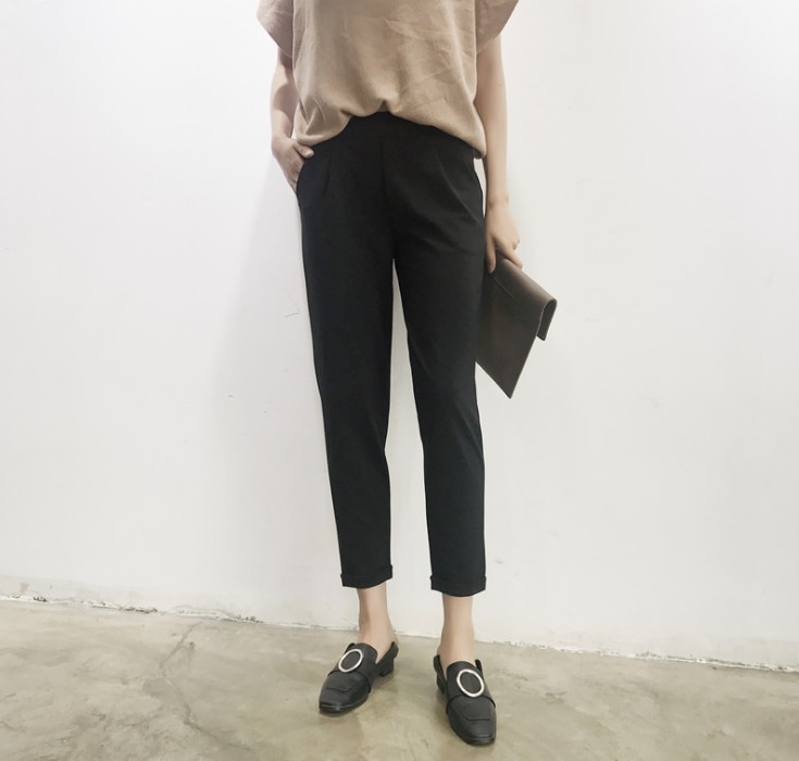The new Korean-style student wide-leg casual loose nine-inch radish suit women's pants are trendy and versatile details Picture
