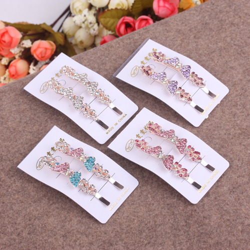 Korean version water diamond straight clip, fringe clip, hair accessory, diamond-encrusted pair clip, wholesale supply for 10 yuan details Picture