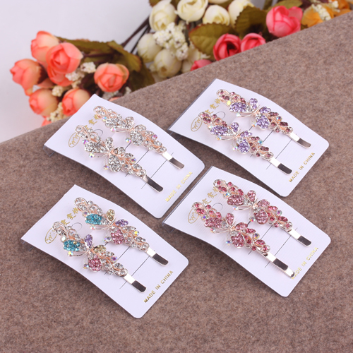 Korean version water diamond straight clip, fringe clip, hair accessory, diamond-encrusted pair clip, wholesale supply for 10 yuan