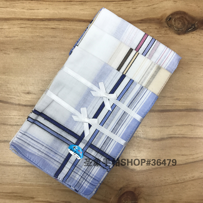 Polyester-cotton men's handkerchief, satin strip, white center, light color mixed set, 36CM handkerchief, square handkerchief, small headscarf details Picture