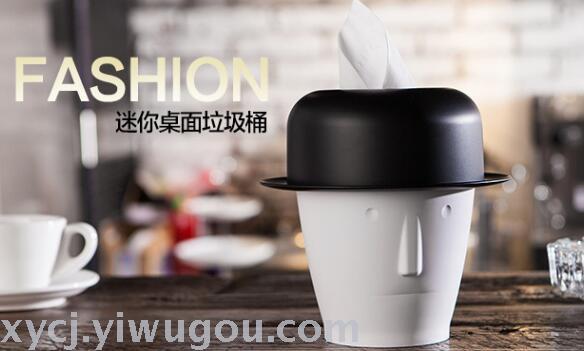 Creative Mike dual-purpose Mini Desktop Trash can Toilet paper Roll details Picture