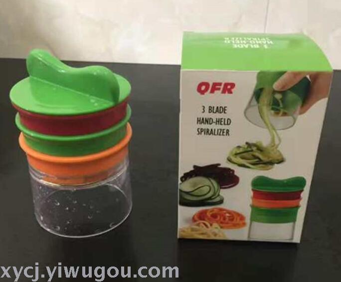 New creative combination of cutting machine Spiral cutting machine Multi-functional rotating fruit and vegetable grater 3-piece set
