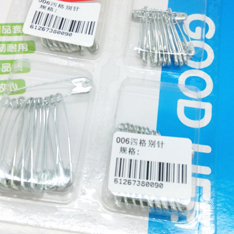 Sunshine Department Store's four-compartment pins of various sizes and models are mixed, including card suction pins, safety pins, and old-fashioned pins Specification image