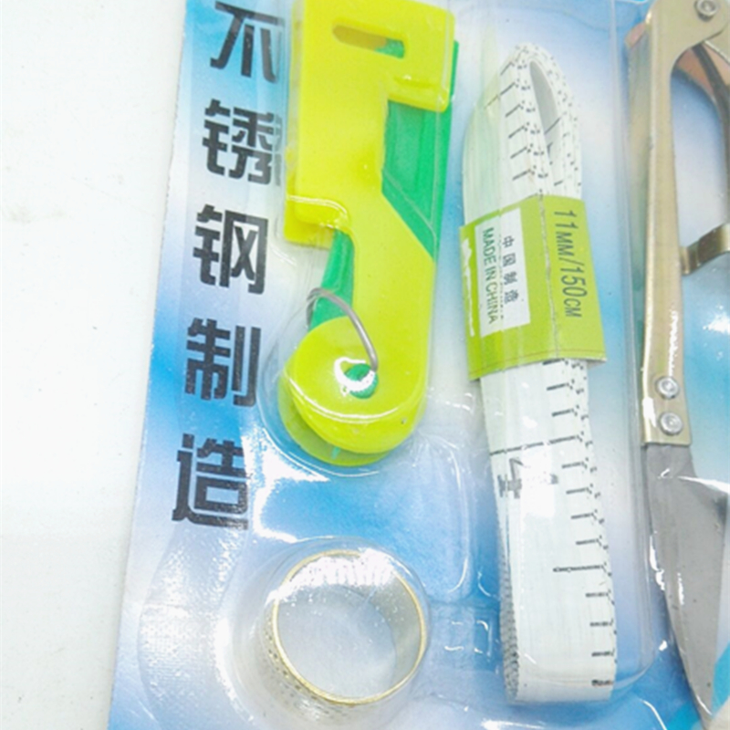 Sunshine Department Store Sewing DIY Tool Set: Needle Threading Machine + Yarn Shears + thimble + Measuring Ruler Set details Picture