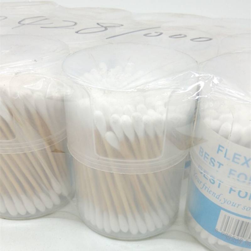 Sunshine Department Store wooden stick round cotton swab, double-headed cotton swab, ear cleaning, makeup cotton swab, side press Specification image