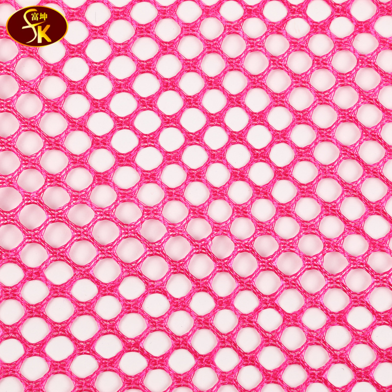 Colorful and glossy fishing net fabric, high-quality polyester hexagonal mesh knitted shoe material, laundry bag fabric Specification image