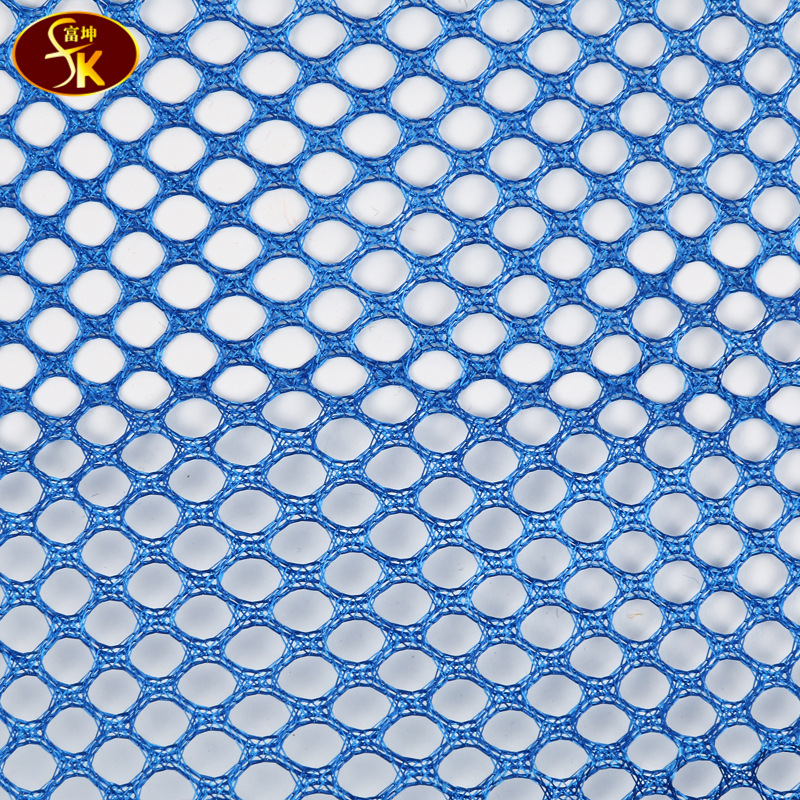 Colorful and glossy fishing net fabric, high-quality polyester hexagonal mesh knitted shoe material, laundry bag fabric details Picture