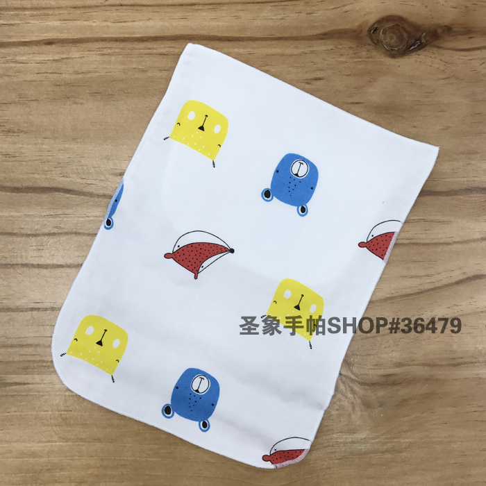 Cotton four-layer baby gauze handkerchief, sweat-absorbing towel, children's pad back towel, thin style printed details Picture