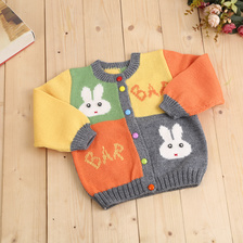 手工编织儿童毛衣编织羊毛开衫 可爱卡通兔子线衣毛衣