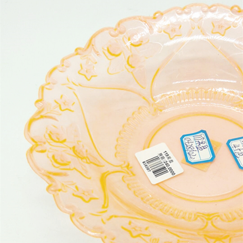 Sunshine Department Store 119 Transparent Fruit Plate, patterned fruit plate, dried fruit Plate, Home Snack Plate Application Scenario