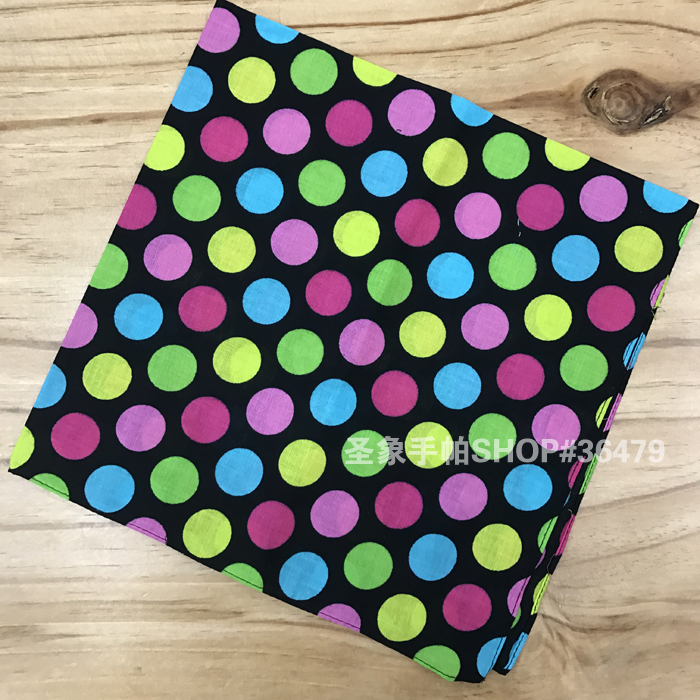 Square scarves, street stalls, foreign trade items, cotton colorful polka dot headscarves, outdoor large handkerchiefs, handkerchiefs, sports sweat-absorbing headscarves, square scarves, 55CM foreign trade items details Picture