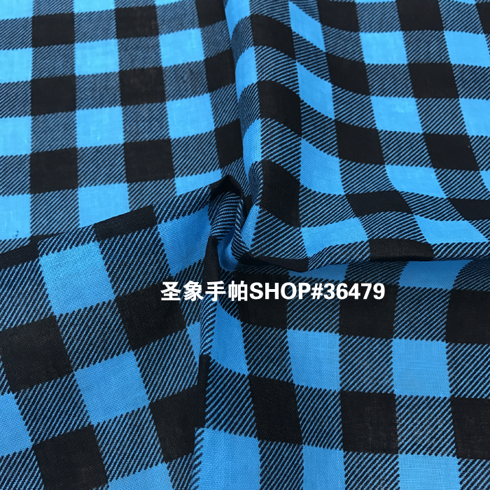 Cotton blue small checkered headscarf, outdoor large handkerchief, sports sweat-absorbing headscarf, square scarf, 55CM Specification image
