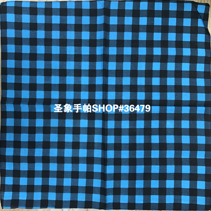 Cotton blue small checkered headscarf, outdoor large handkerchief, sports sweat-absorbing headscarf, square scarf, 55CM Application Scenario