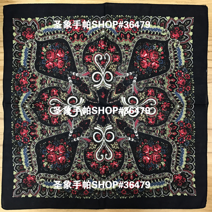 One-piece delivery service for square scarves at street stalls, cotton black and red rose headscarves, outdoor large handkerchiefs and handkerchiefs, sports sweat-absorbing headscarves, 55CM square scarves Application Scenario
