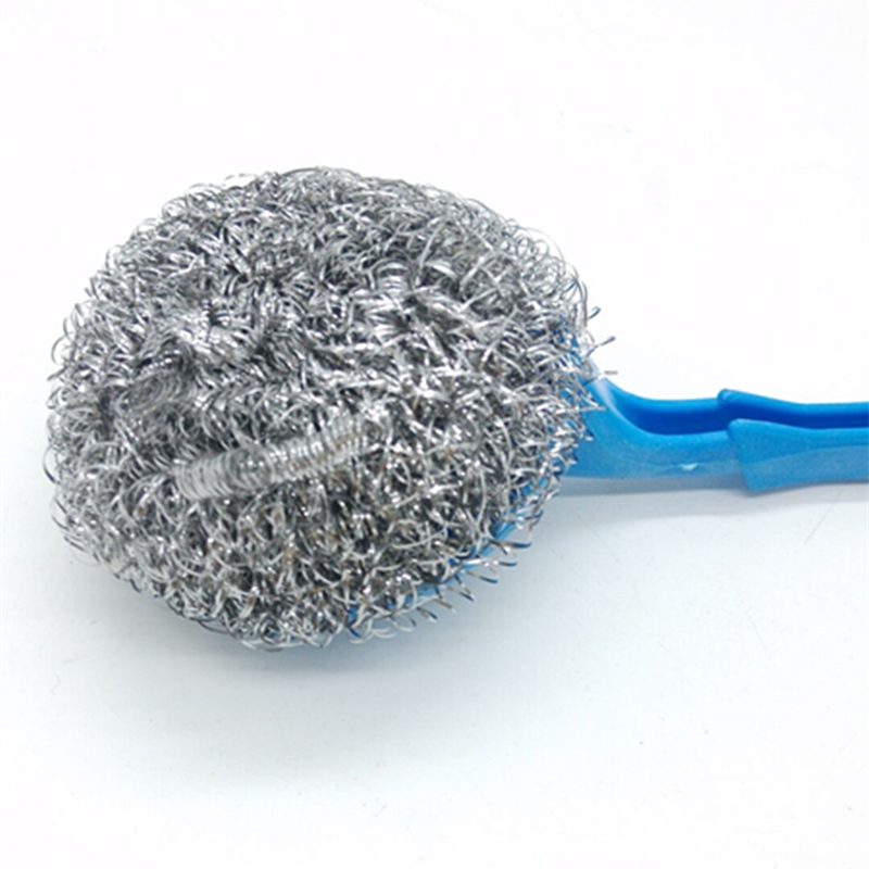 Sunshine Department Store plastic handled pot brush cleaning steel wool ball kitchen cleaning supplies dishwashing and pot washing brush Specification image