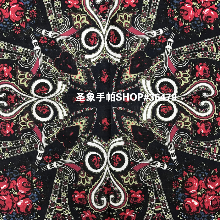 One-piece delivery service for square scarves at street stalls, cotton black and red rose headscarves, outdoor large handkerchiefs and handkerchiefs, sports sweat-absorbing headscarves, 55CM square scarves Specification image
