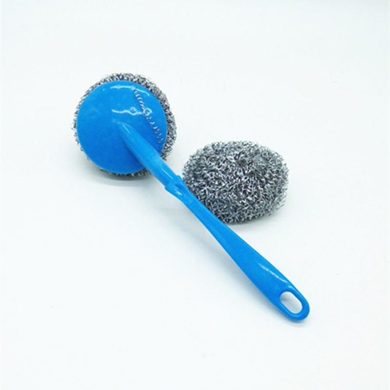 Sunshine Department Store plastic handled pot brush cleaning steel wool ball kitchen cleaning supplies dishwashing and pot washing brush details Picture