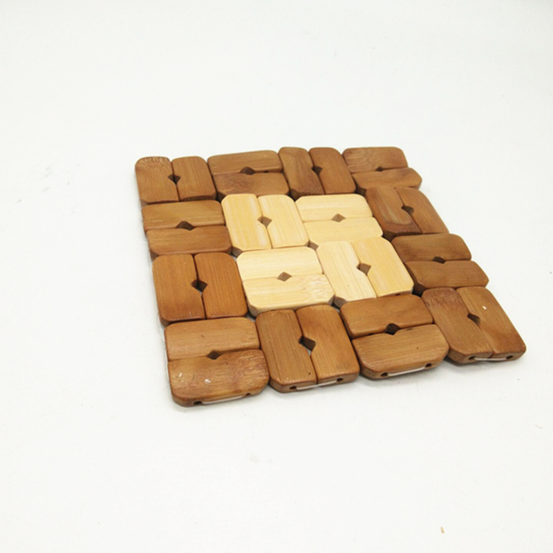 Sunshine Department Store 13*13 copper Coin Particle Bamboo mat, vegetable mat, table mat, bowl mat, cup mat, heat-insulating and heat-resistant table mat details Picture