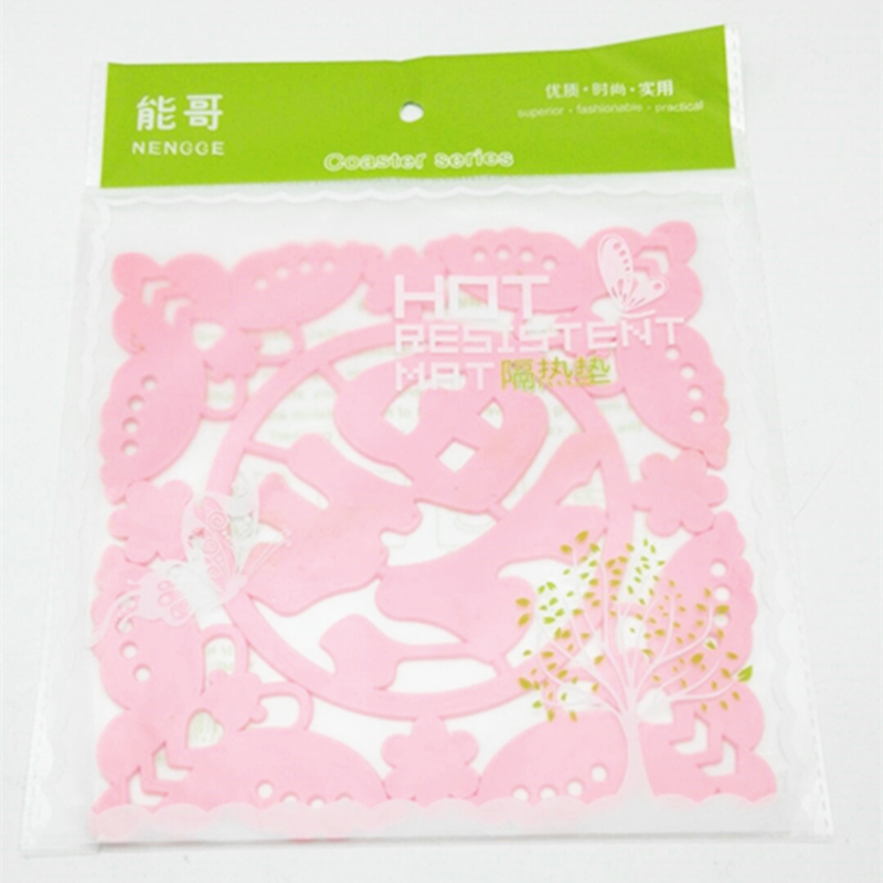 Sunshine Department Store square "Fu" character color MATS, silicone placemats, cup MATS, bowl MATS, vegetable MATS, creative cut flower heat insulation MATS
