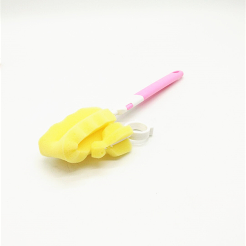 Sunshine Department Store plastic handle sponge head cup brush, powerful decontamination brush, cup washing brush, baby bottle brush, pacifier brush details Picture