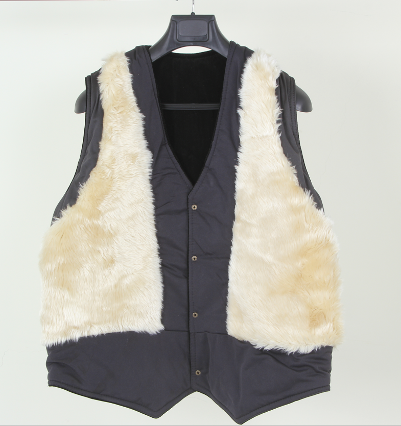Men's PU leather waistcoats, V-neck jackets for middle-aged and elderly people, thickened running real dog fur wholesale supply Specification image