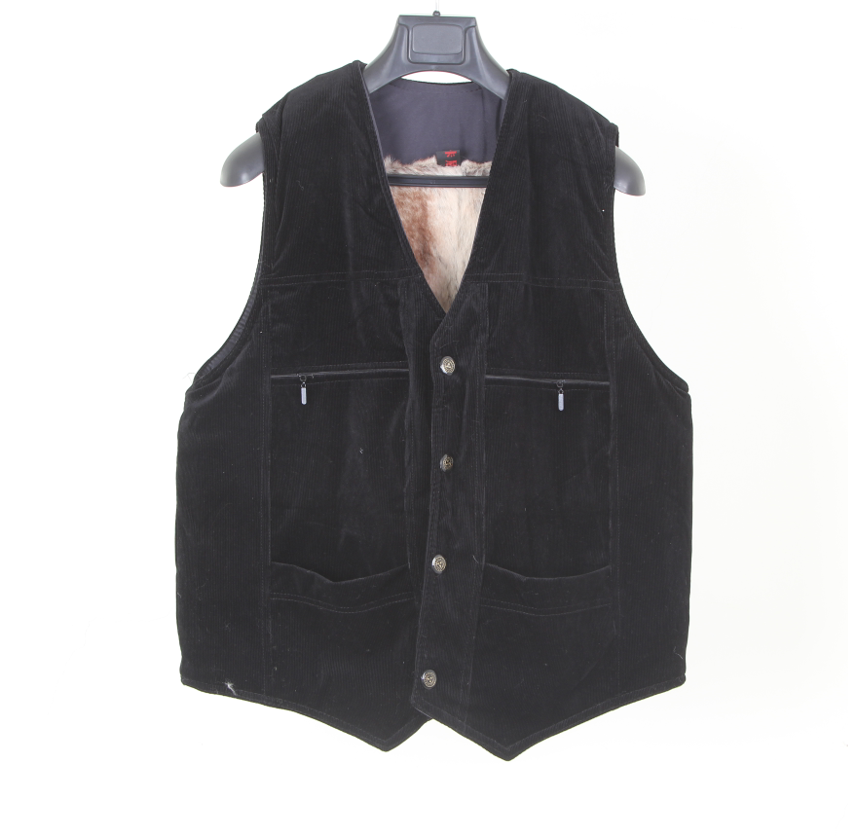 Men's PU leather waistcoats, V-neck jackets for middle-aged and elderly people, thickened running real dog fur wholesale supply details Picture
