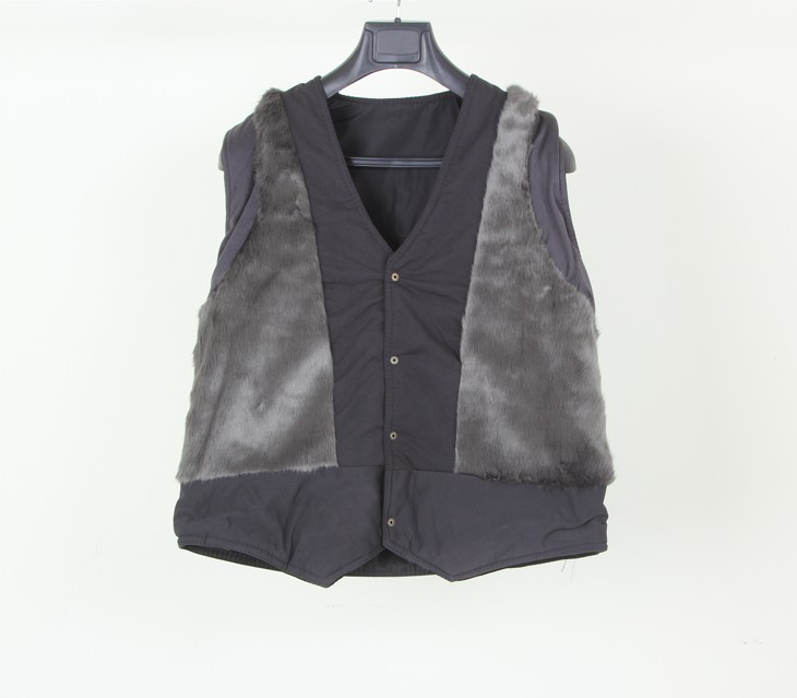 Men's PU leather waistcoats, V-neck jackets for middle-aged and elderly people, thickened running real dog fur wholesale supply