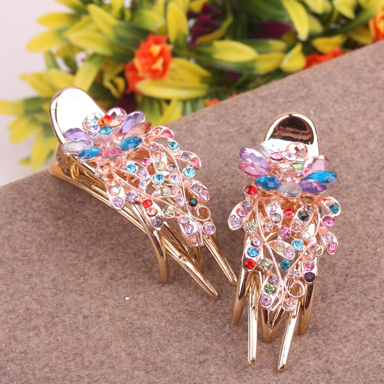 Korean three-toothed water diamond hair clips, diamond-encrusted updo hair clips, ponytail clips, hair clips, street stall accessories