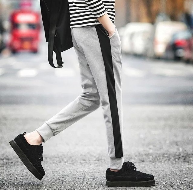 Tight-fitting sports pants for small feet, men's slimming school uniforms, casual pants, tight-fitting sweatpants, sports running pants Specification image
