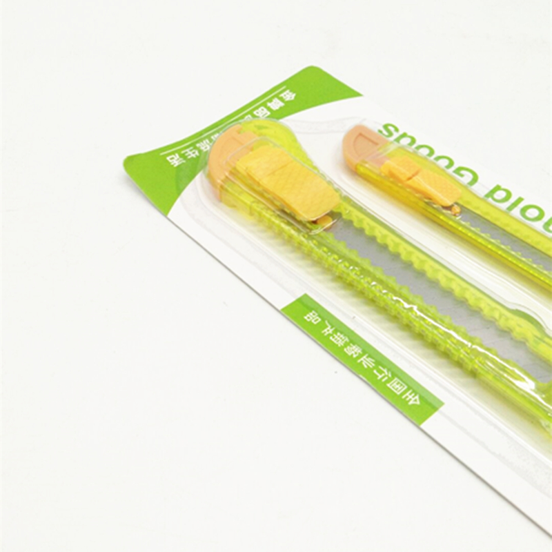 Sunshine Department Store offers two colored utility knives, a mini colored utility knife, a wallpaper knife and a letter opener knife Specification image