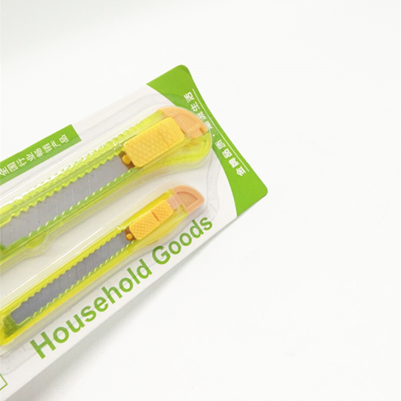 Sunshine Department Store offers two colored utility knives, a mini colored utility knife, a wallpaper knife and a letter opener knife Application Scenario