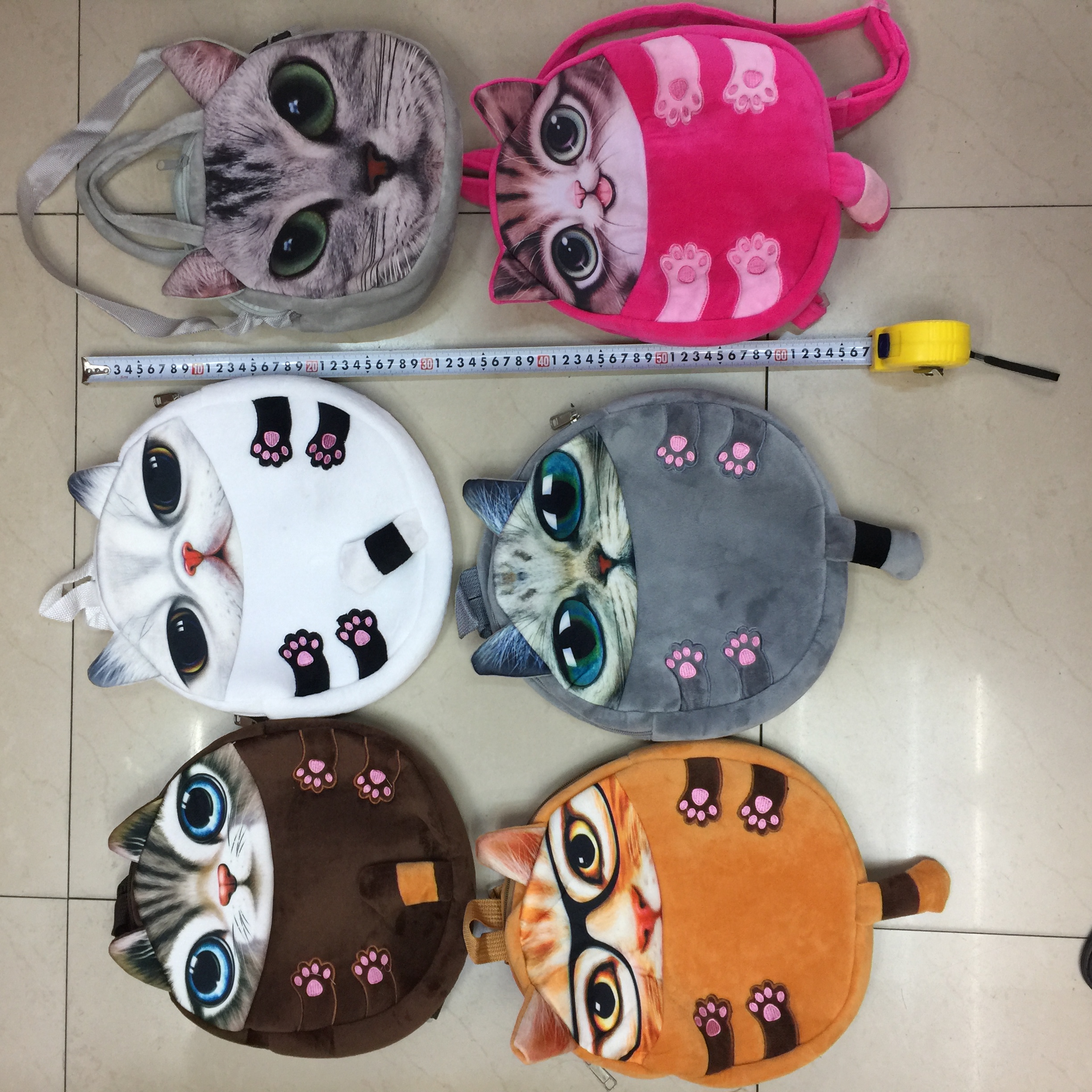Plush schoolbags, plush toy bags, cat schoolbags, foreign trade backpacks