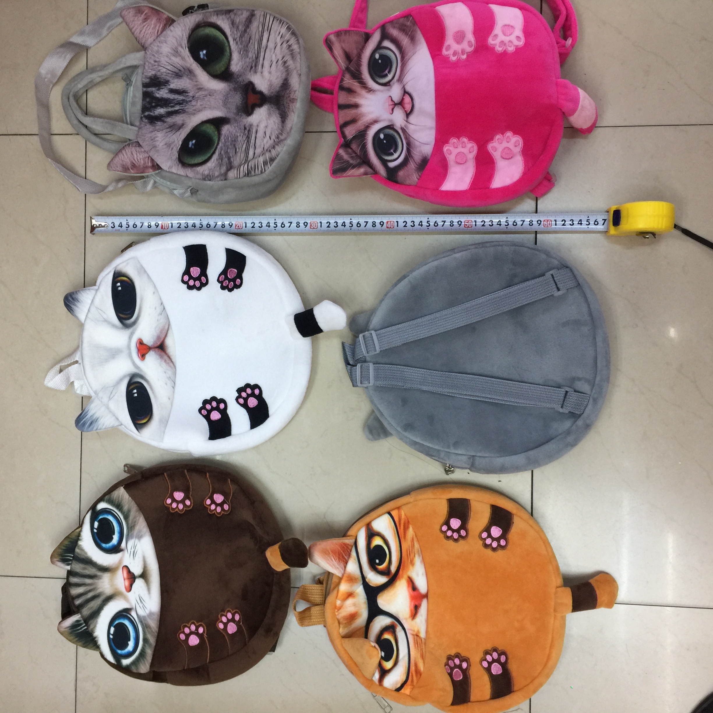 Plush schoolbags, plush toy bags, cat schoolbags, foreign trade backpacks details Picture