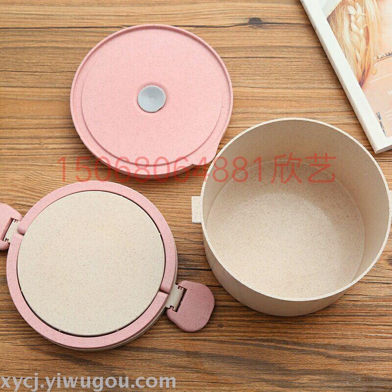 Creative new three-layer round lunch box and square lunch box from wheat details Picture