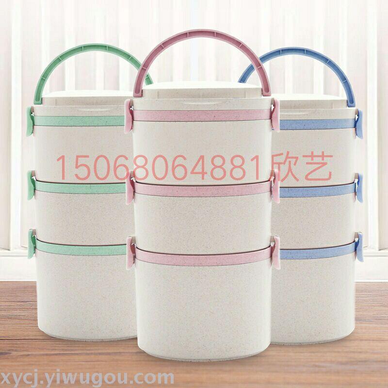 Creative new three-layer round lunch box and square lunch box from wheat