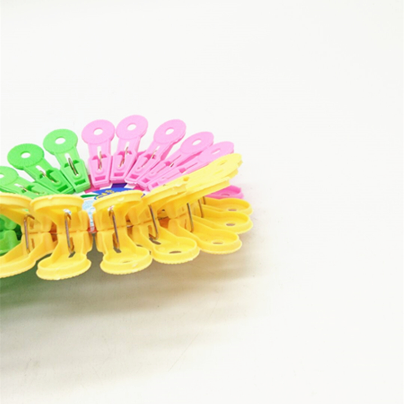 Sunshine Department Store's 20 colorful peacock plastic small clips for clothes and quilts drying, strong windproof clips Specification image