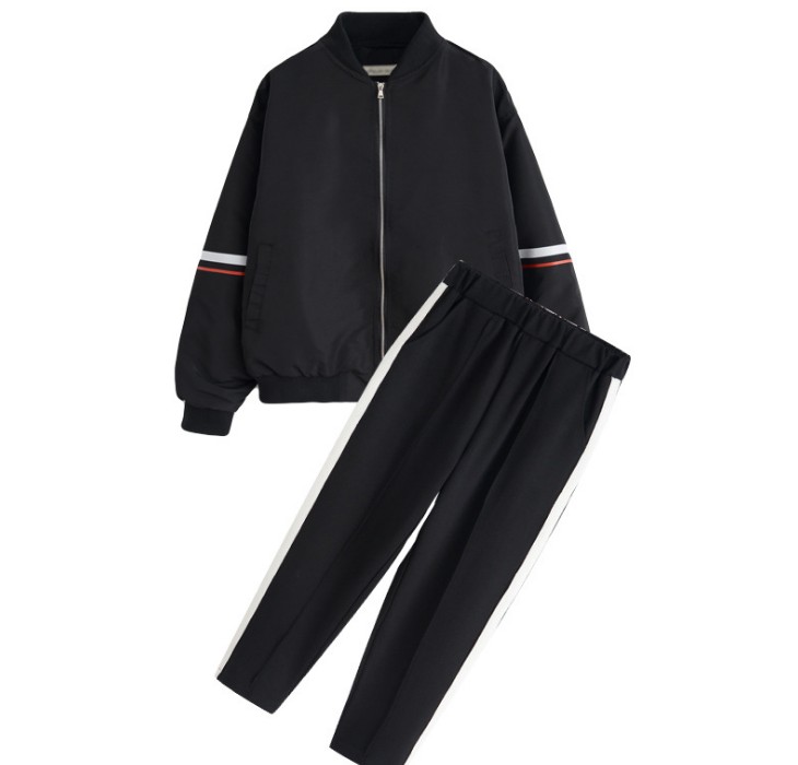 New Korean-style casual loose sportswear set, baseball jacket, coat and trousers, two-piece set Application Scenario