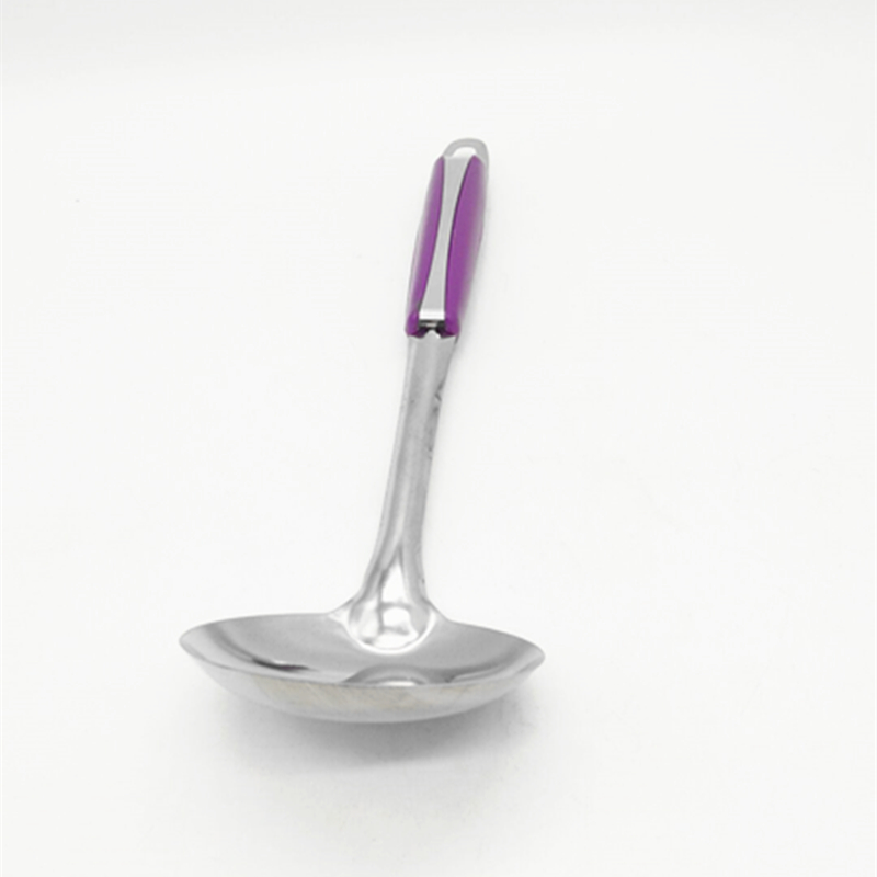 Sunshine Department Store thickened stainless steel long-handled purple-handled spoons, long-handled heat-insulating soup spoons, restaurant household soup spoons details Picture