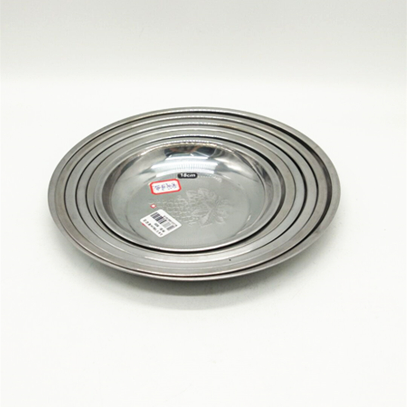Sunshine department store 18cm stainless steel thickened grape plate stainless steel plate household thickened dinner plate dish plate