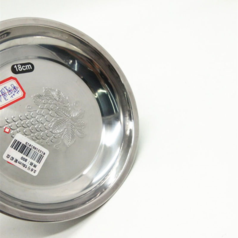 Sunshine Department Store 18cm stainless steel thickened grape plate, stainless steel plate, household thickened dinner plate and vegetable plate Application Scenario
