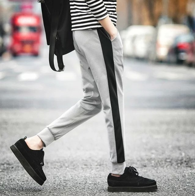 Men's casual pants, teenagers' sweatpants, men's small-leg long pants, export clearance sports pants details Picture