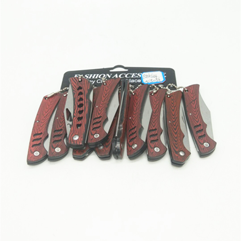 Sunshine Department Store 808 Wood Grain Knife, Stainless Steel folding Fruit Knife, Outdoor Portable Small knife, multi-functional knife