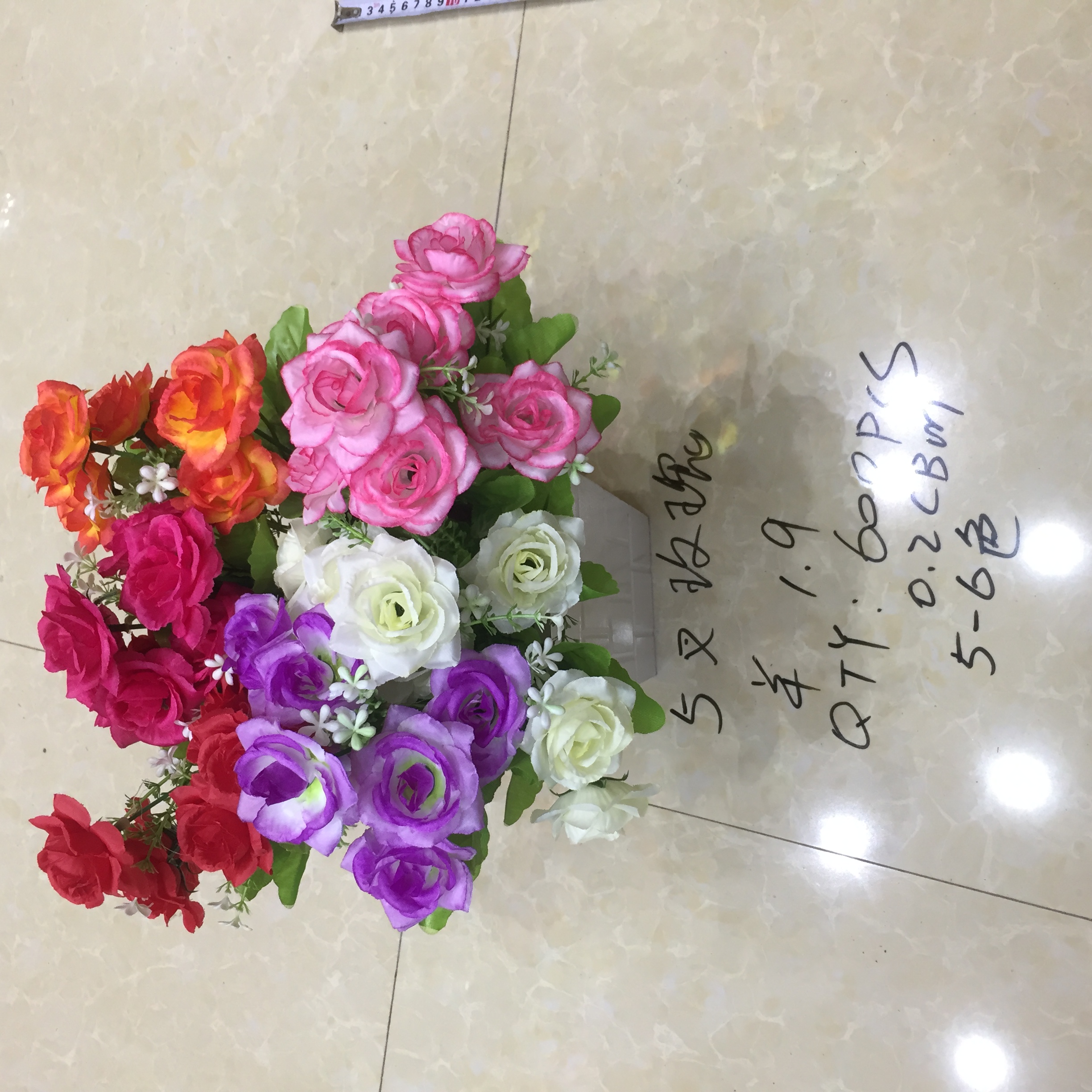 Five-pronged rose artificial flower full figure