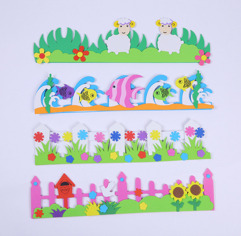 幼儿园EVA栏杆 泡沫围栏草丛墙贴 教室黑板装饰品