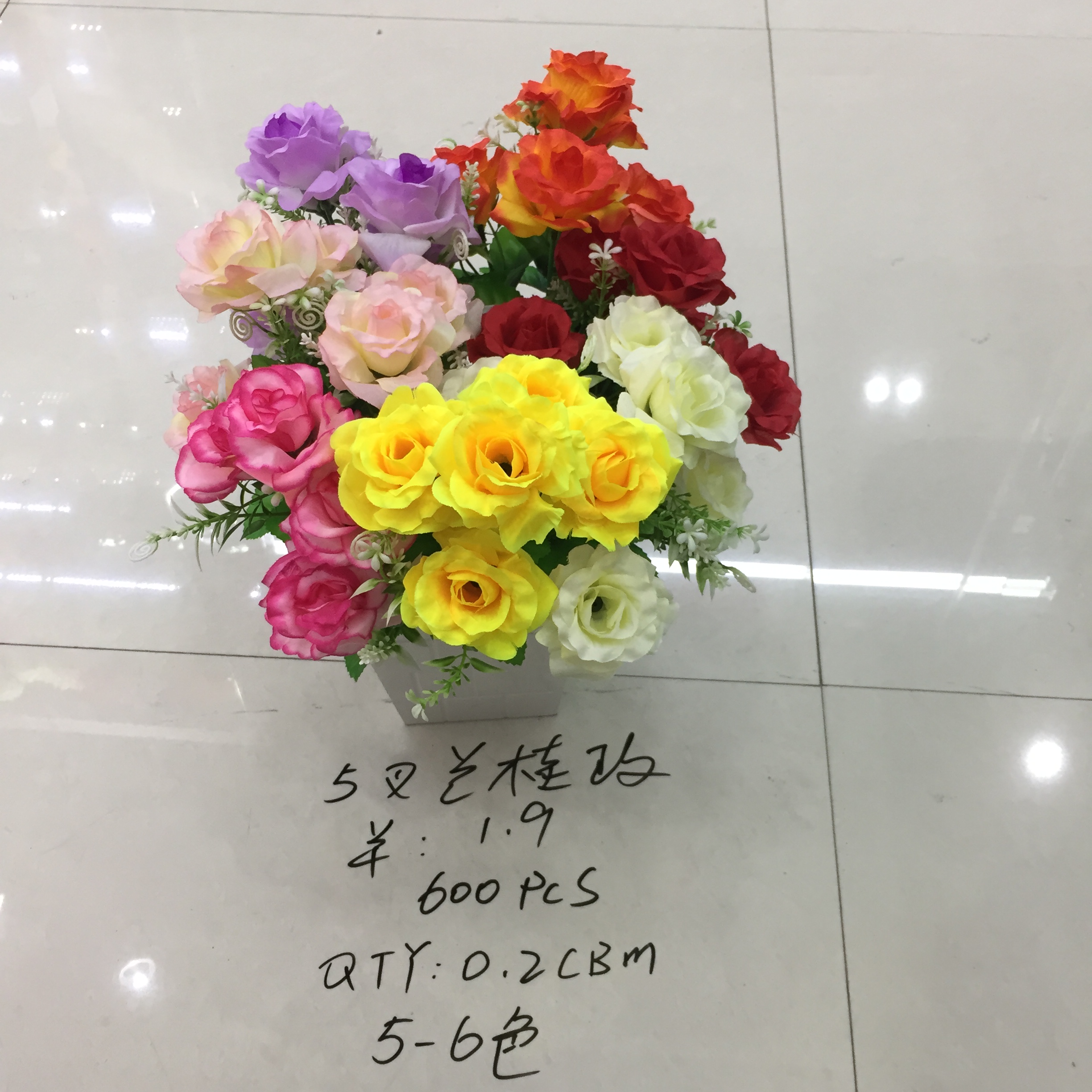 5-forked orchid and rose artificial flower full figure
