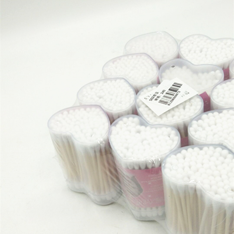 Sunshine Department Store 502 Plastic Creative heart-shaped cotton swabs, household double-headed cotton swabs, ear cleaning and cosmetic cotton swabs details Picture