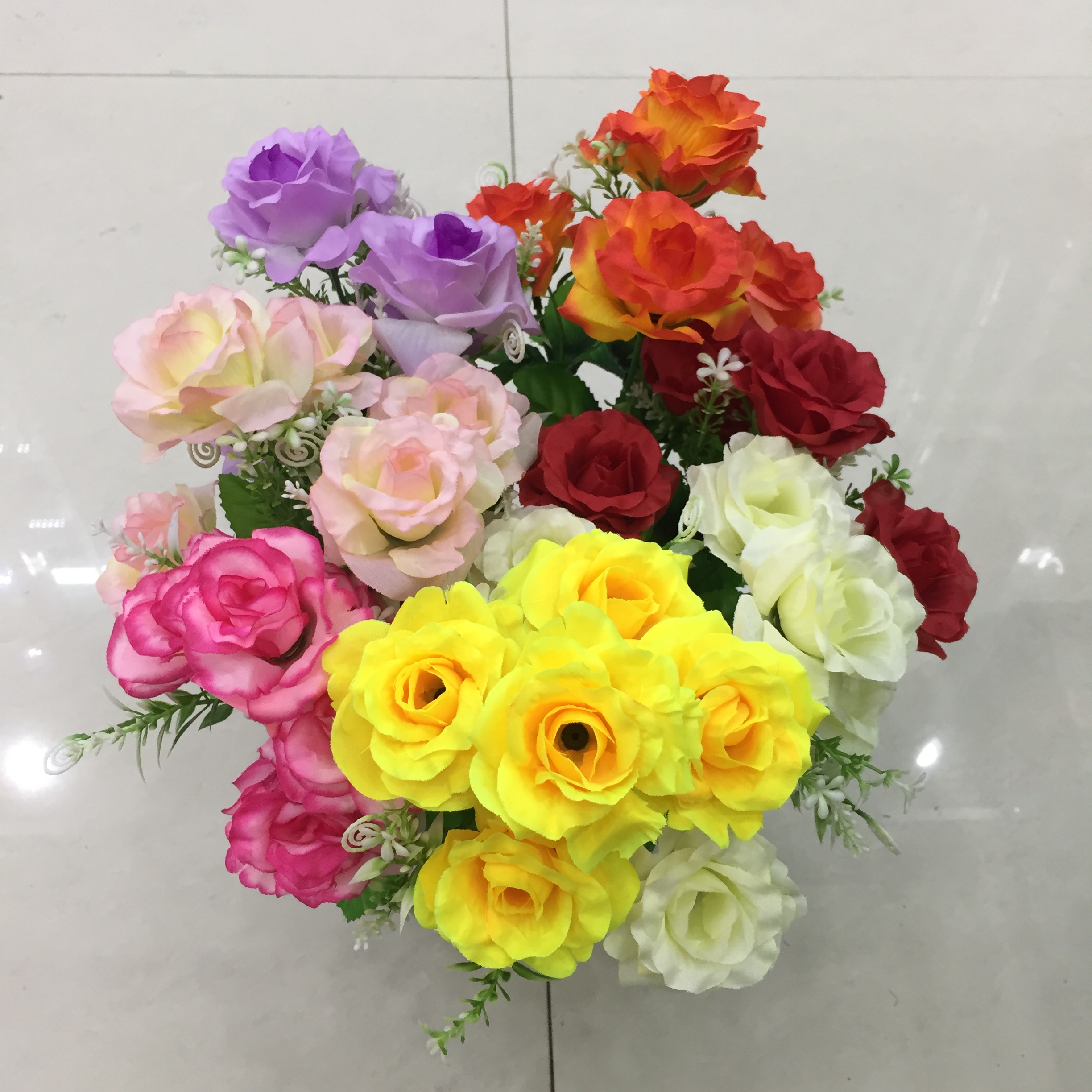 5-forked orchid and rose artificial flower Specification drawing