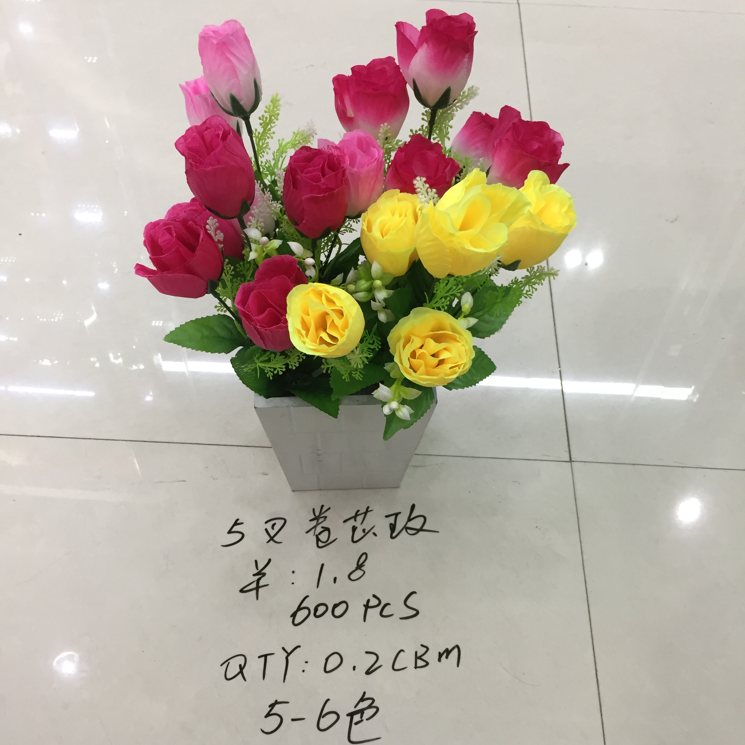 5-forked core rose artificial flower