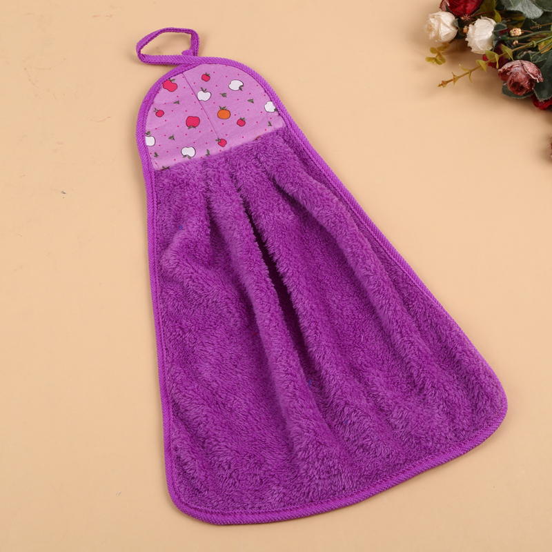 Cartoon coral fleece hand towels, kitchen and bathroom hanging absorbent wipes, hand towels details Picture