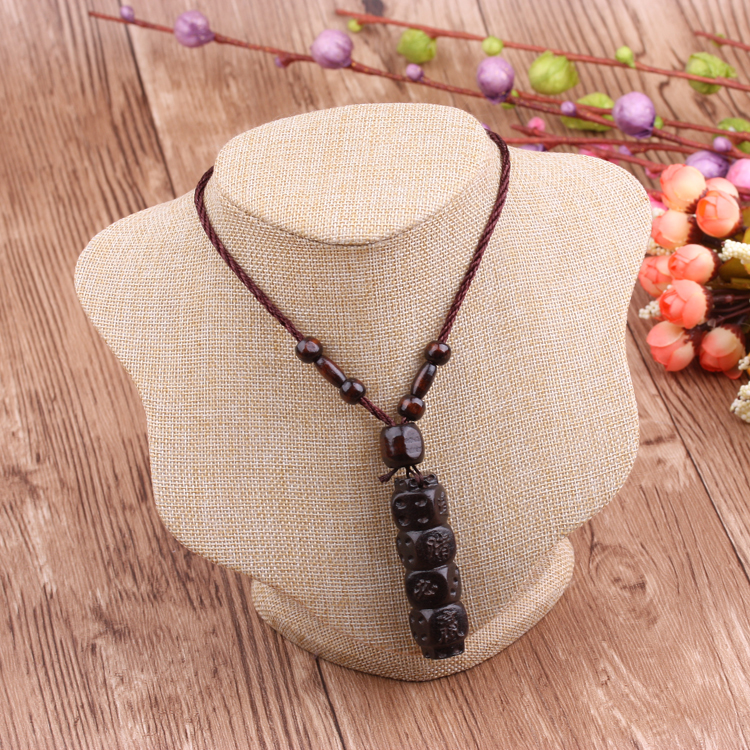 Ethnic-style wooden necklaces, pendants, neck accessories, hanging ornaments, ropes, 9.9 yuan, 10 yuan, boutique supply Specification image